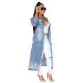 L99534 Wholesale New Design Ripped Cardigan Windbreaker Denim Jacket